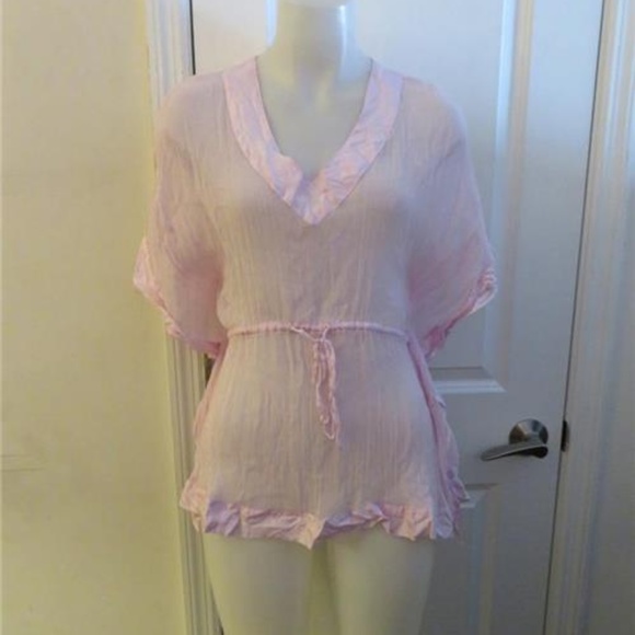 Calypso St. Barth Tops - CALYPSO ST. BARTH SILK PINK SHEER  TOP XS *
